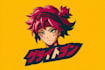 create a comic logo with anime manga mascot