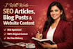 write SEO articles, blog posts and website content