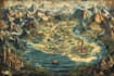do line art fantasy map illustration