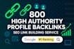 do 800 high authority profile backlinks, SEO link building