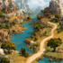 illustrate environments, landscapes, board game, concept art