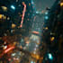 create cinematic sci fi city illustrations