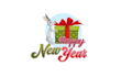 create happy new year text with cute rabbit logo design