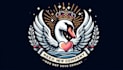 design swan crown heart logo with satisfaction guaranteed