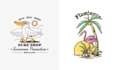 create retro flamingo summer ostrich logo