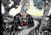 draw a portrait drawing in linocut illustration
