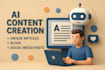 provide ai content creation, unique articles, blogs, and social media posts