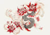make traditional japanese tattoo with waves and clouds