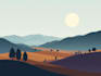 draw abstract minimalistic vector landscape