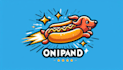 make hot dog leaping into bun logo for your company