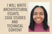 write architectural essays, case studies and technical content