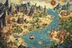 hand draw a fantasy map with digital