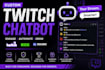 build custom twitch or kick chatbot livestream bot discord bot stream automation