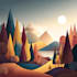 draw a flat vector landscape illustration
