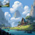 illustrate environments, landscapes, board game, concept art