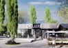 elevate ecofriendly restaurant exterior, interior, dining render,3d pergola bar