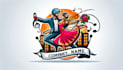 make couple dancing elegant romance mascot logo without any copyright concept