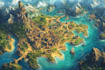draw fantasy map illustration isometric map