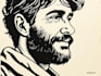 depict a personalized portrait in linocut technique
