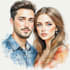 draw unique romantic cute couple portrait