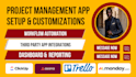 setup clickup, trello or asana board, automate workflows, build CRM integrations