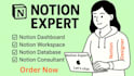 setup a custom notion template, dashboard, workspace and notion consultation