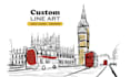 do hand drawn sketch and line art architectural illustrations
