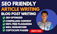 do SEO content writing, blog writing, and article writing