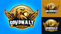 design golden eagle mascot logo with express delivery