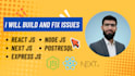 build and fix issues in reactjs, nodejs, expressjs and postgresql