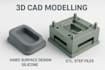 3d cad modelling, hard surface design, silicone, injection mold, stl, step files