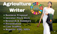 write agriculture related articles and blogs