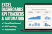 build excel dashboards, KPI trackers and automation