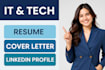 write your professional cv resume, cover letter and linked in in opt