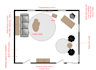 create a functional furniture layout and space planning for 1 room