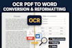 convert ocr pdfs and reformat scanned documents with toc headings and  tables