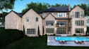 construct real estate house in3d,facade concrete cladding,terrace,vray rendering