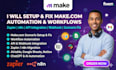 setup make com automation fix made com make com scenario integromat zapier, n8n