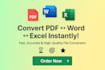 convert PDF to word or excel professionally