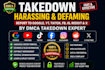 takedown harassing remove copyright mass report facebook instagram youtube dmca