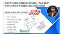 make paystub, checkstub, payroll, 1099, w2 and 1040