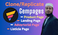 copy, clone or replicate high converting gempages landing page for shopify