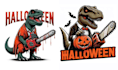 design halloween monster dinosaur logo and vector illustration