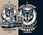 make retro wolf classic truck courier service logo