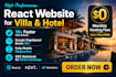 build a high performance react website for your villa, hotel