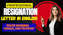 draft polite and professional resignation letter