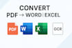 convert pdf to word, pdf to excel and image to text