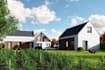 redesign 3d townhouse, cgi garden landscape, room layout plan, bedroom rendering