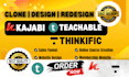 do kajabi migration, squeeze page, automation build thinkific funnel