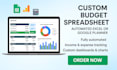 design google sheets and excel templates, budget planners, and dashboards